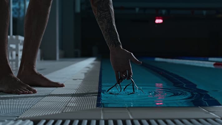 Athlete swimming recovery lengths